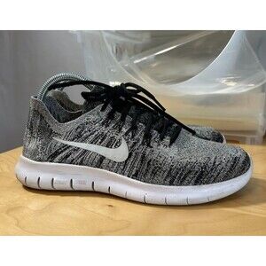 Nike Free RN Flyknit Sneakers Womens 8.5 Gray Black 880844-003 Running